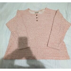 Y2K Coldwater Creek Women's XL Pink Henley Sweater Cozy Cotton Blend Made in USA